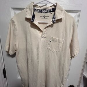 Tailor Vintage Off-White Polo with Patterned Collar